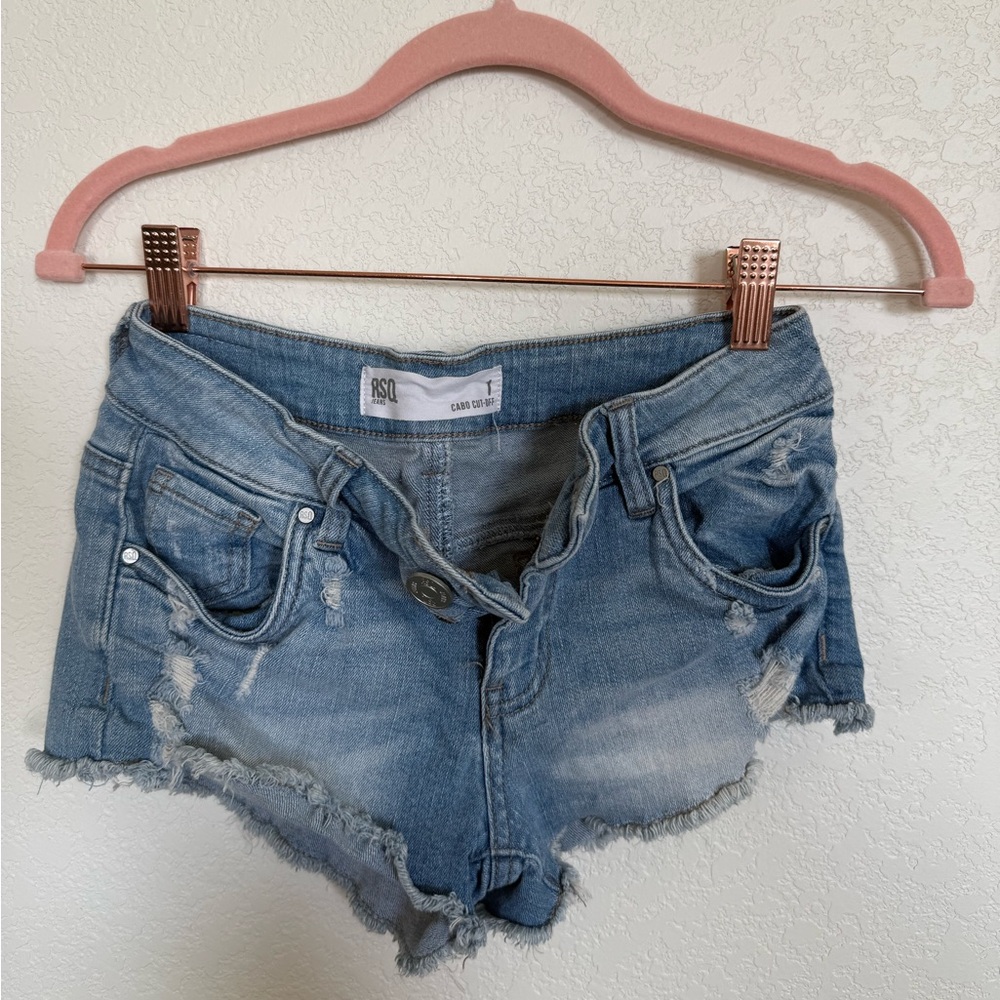 RSQ Light Blue Distressed Jean Shorts